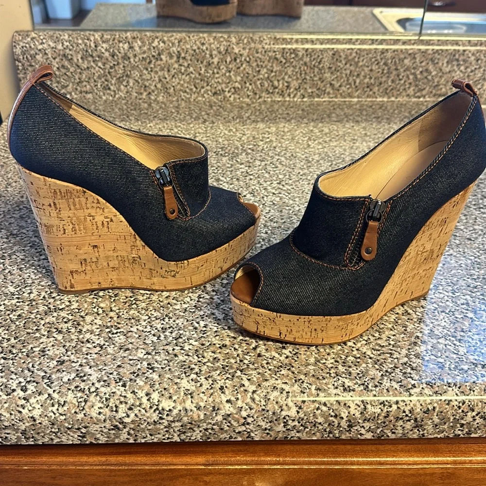 Blue Denim Christian Louboutin Wedges EU 38 - Picture 3 of 15